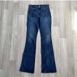 7 For All Mankind Braided Flare in Vivid Medium Indigo Size 27